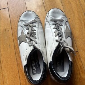 Golden Goose Super-Star Leather 
Shoes - White/ice/black- Size 9